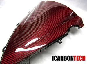 03-09 PARABRISAS HÍBRIDO YAMAHA YZF R6S FIBRA DE CARBONO Y ROJO HECHO CON KEVLAR - Imagen 1 de 7