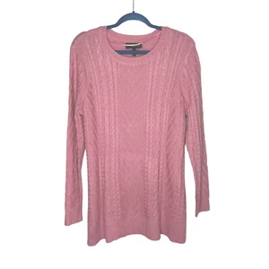 Lane Bryant Light Pink Cable Knit Tunic Sweater Acrylic Metallic Size 14/16 Love - Picture 1 of 11