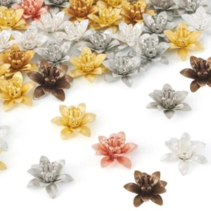 50 pcs Multi-Petal 3D Flower Brass Bead Caps Jewelry Findings Tray 5mm 16x6.5mm - Picture 1 of 21