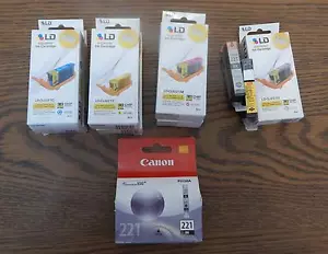 10 Canon Comp. Ink LD-CLI221 BK Black G Gray C Cyan M Magenta Y Yellow Exp 2014 - Picture 1 of 6