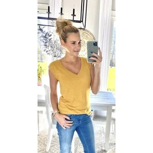NEW Boutique Sleeveless V-Neck Softy Trendy Classic Summer Top Heather Gold XL - Picture 1 of 4