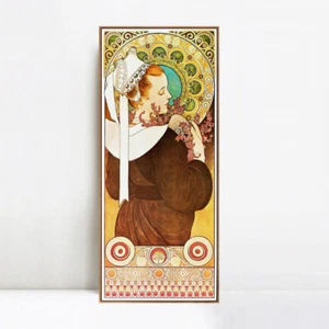 Framed Canvas Print Heather from Coastal Cliffs by Mucha Wall Art Home Decor - Picture 1 of 17