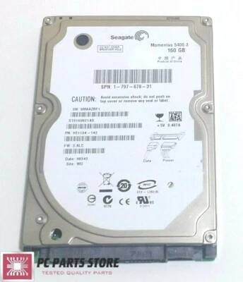 Seagate ST9160821AS 2.5" SATA 160GB HARD DRIVE DATE 08342 100398689 REV C PARTS - Image 1 of 4