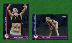 2024 Topps Chrome US Olympics Kelly Cheng Refractor 2 Card Lot #74 #142 - Picture 1 of 1