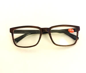 Classics by Icon Eyewear Premium Reading Glasses +2.75 Wood Brown Frame - Picture 1 of 7