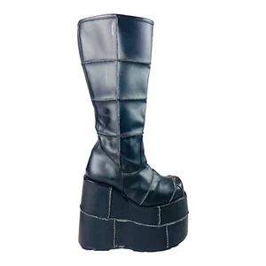 Demonia Cult Gothic Cyver Gogo Punk Patched Knee Black Boot For Unisex Size 8 - Picture 1 of 13