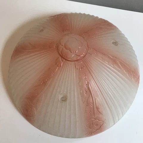 VINTAGE 30s 40s Ceiling Light Lamp Fixture Glass Shade Globe Chandelier pink Cover