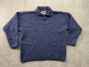 Vintage Aran Knitters Co-Op Sweater Men’s XXL Blue 100% Wool Fisherman Heritage - Picture 1 of 13