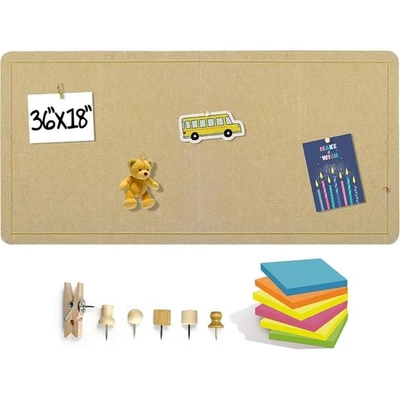 Foldable Frameless Felt Bulletin Board W/ Wood Pins Home Office Classroom New - Image 1 of 4