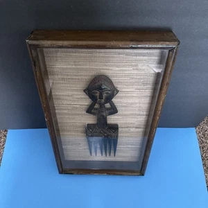 Ashanti African Tribal Combe In Shadow Box Frame - Picture 1 of 23