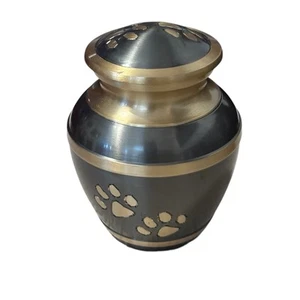 Pet Cremation Memorial Urns - Rochford Slate Gray And Brass Pet Urn Cat Dog Urn - Picture 1 of 7