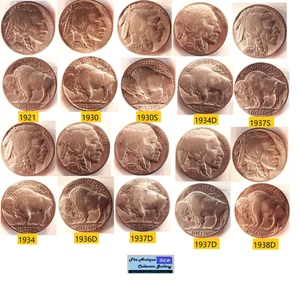 US Philadelphia Denver & San Francisco Buffalo Nickels come nuovo🪙Vintage⌛Come da foto - Foto 1 di 22