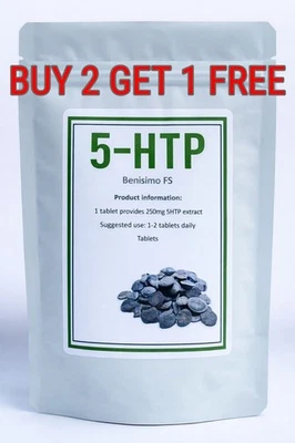 BENISIMO FS Neues Angebot5 HTP Tabletten 250mg | Griffonia Samen Extrakt | Stimmung Schlaf Unterstützung | UK