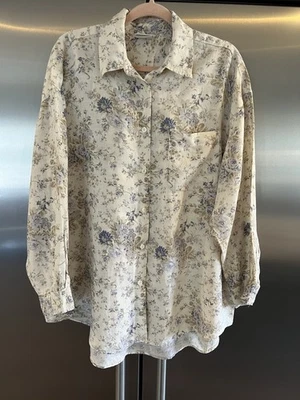 Top Laura Ashley XL Mezcla de Lino Botones Floral Mangas Abullonadas Country Foto 1 de 4