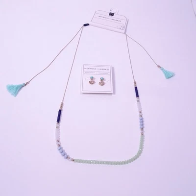 Juego de 2 aretes Nordstrom con flecos infinitos collar turca nuevos con etiquetas 58 Foto 1 de 4