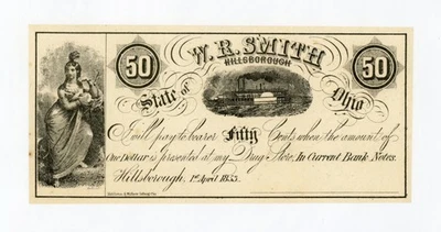 1853 50c W.R. Smith - Hillsborough, OHIO Merchant Scrip - Image 1 of 2