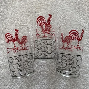 MCM Vintage Libbey Barware Jugo Vidrio Gallo Rojo Años 50 Estuche De 12 Caja Original - Imagen 1 de 10