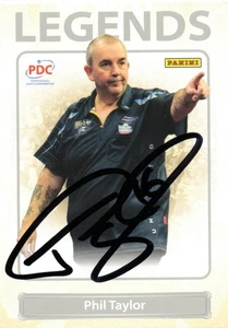 DARTS: PHIL TAYLOR 'THE POWER' SIGNED PDC PANINI TRADING CARD#LEG-10+COA *PROOF* - Picture 1 of 2