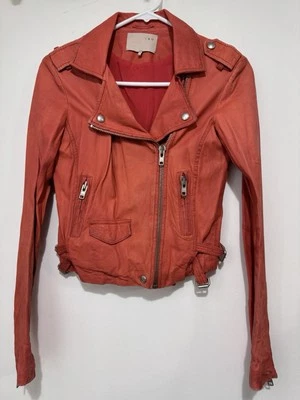 Chaqueta de Cuero Iro Ashville Coral Talla 0 Foto 1 de 4