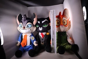 Lackadaisy Cats Lot 3 Rocky Freckle Mordecai Plush Missing Glasses - Picture 1 of 16