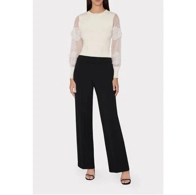 MILLY of New York Women’s Black Wool Trouser Pants Size 2 Office Siren Corpcore - Image 1 of 4