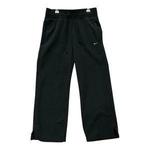 Nike Phoenix Fleece Women's L Black High-Waisted Wide Leg Sweatpants Baggy Flare - Picture 1 of 9