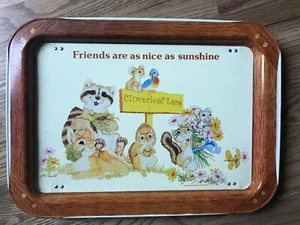 Vintage aluminum tray Cloverleaf Lane "Friends are as nice as sunshine" - Picture 1 of 5