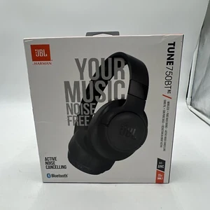 JBL TUNE 750BTNC BLACK WIRELESS OVER EAR HEADPHONES IN BOX - SEALED - Picture 1 of 9