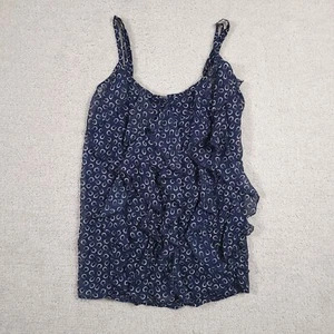 Xhilaration Shirt Women's Medium Blue Horseshoe Print Sheer Sleeveless Tank - Picture 1 of 14