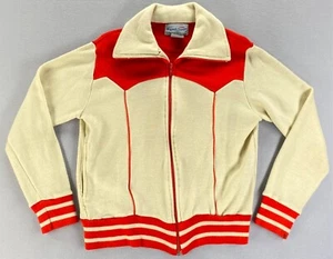 Vintage 70’s Women’s Track & Court Jacket Athletic Size M Beige Red Trim Retro - Picture 1 of 21
