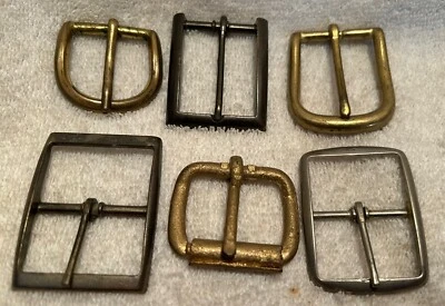 De colección. Lote de 6 hebillas de cinturón de metal de repuesto de punta central lisa Foto 1 de 4