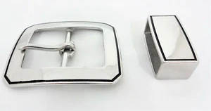 Hebilla de cinturón de pistola Jeremiah Watt y bucle de guardián occidental liso acanalado 1 1/2" acero - Imagen 1 de 2