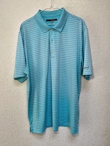 Greg Norman Men’s Blue White Striped Golf Polo Play Dry Short Sleeve Shirt Sz XL - Picture 1 of 7