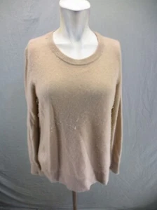 HALOGEN Size M Mens Beige 100% Cashmere Crew Neck Long Sleeve Winter Sweater 537 - Picture 1 of 10