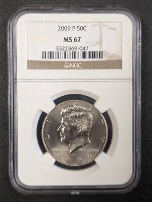 2009 P KENNEDY HALF DOLLAR NGC MS67 2ND FINEST RARE SPOTLESS COIN - Image 1 of 2