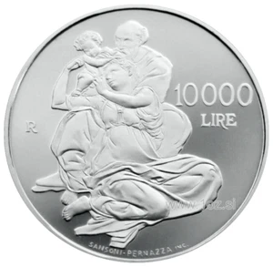 SAN MARINO 10000 LIRE 2000 ( MICHELANGELO ) SILVER Comm. coin (KM# 423) PROOF - Picture 1 of 5