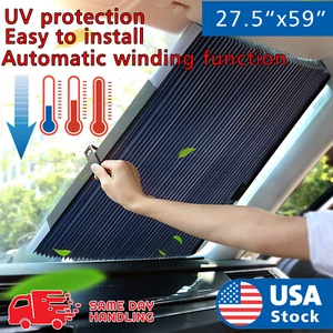 Aluminum Foil Automatic Retractable window car front windshield Sun Shade visor - Picture 1 of 12