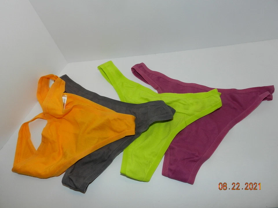 Vintage Fruit Of The Loom 100% Cotton Thong Underwear Panties 4 pair  Sz 5 - Image 1 of 2