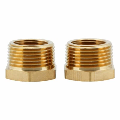 U.S. Solid 2pcs Brass Pipe Fitting Reducer Bushing, MNPT 1" x FNPT 3/4"