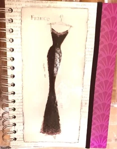 New Fashion Journal Notebook Black Gown Cover 110 Lined Pages Raspberry Color - Picture 1 of 12