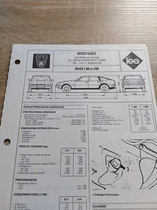 Rover 2300 2600 Fiche Technique Reglatech 1990 Rover 2300 2600 Essence Dep 1977 - Picture 1 of 2
