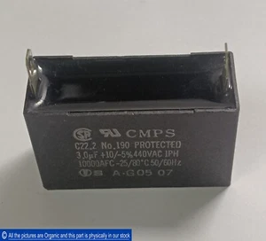 Condensador de funcionamiento de motor de CA protegido CMPS 190 3,0 UF 440 VCA 1 PH condensador de película - Imagen 1 de 6