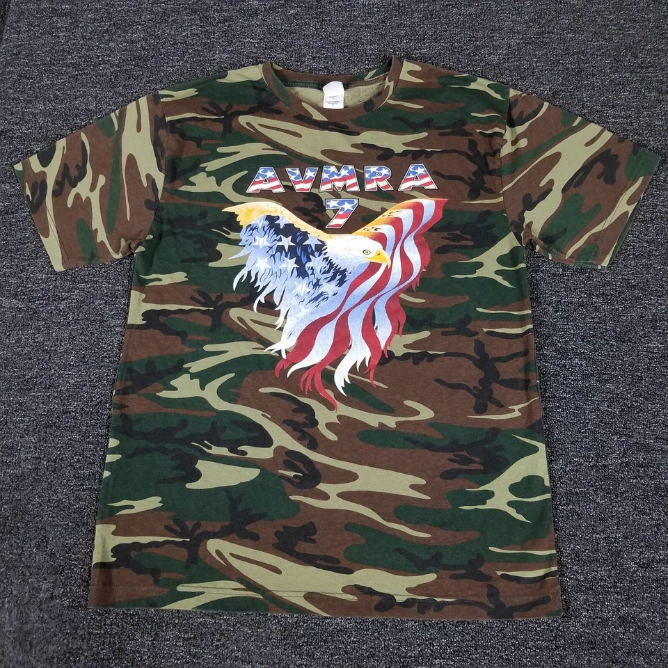 AVMRA Shirt Mens Large Camo American Veterans Motorcycle Riders Assoc Chapter 7 - Image 1 of 4