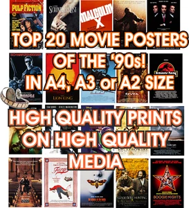 MOVIE POSTERS - TOP 20 MOVIES of the 90s - in A4, A3 or A2 size - Picture 1 of 21