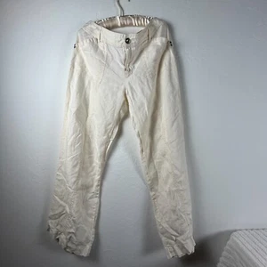 INC International Concepts Womens Mid-Rise Wide-Leg Linen Pants Size 12 Ivory - Picture 1 of 9