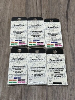 Lot Of 6 Speedball Calligraphy Fountain Pen Ink Cartridges Black/Colored - Image 1 of 2