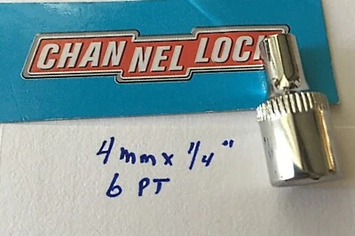 CHANNELLOCK  4 mm  x 1/4" DR  METRIC  SOCKET  6 Point Free USA Shipping - Image 1 of 4