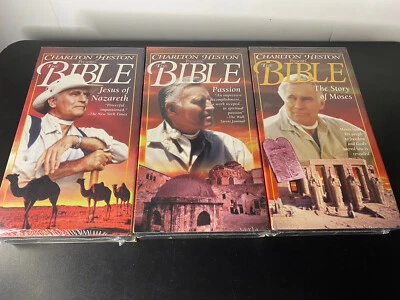 Charlton Heston Presents The Bible Jesus of Nazareth Passion, Genesis, Moses NEW - Image 1 of 2