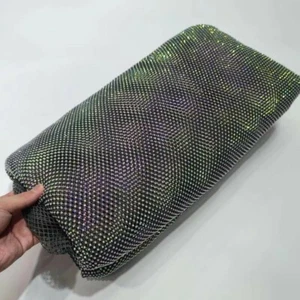 By the Yard Shiny Rhinestones Mesh Fabric with rhinestones Crystal Sewing. - Picture 1 of 2