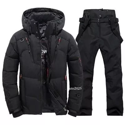 Thermal Ski Suit WindproofDown Jacket and Bibs Pants Set Snowboard Wear Overalls - Image 1 of 4